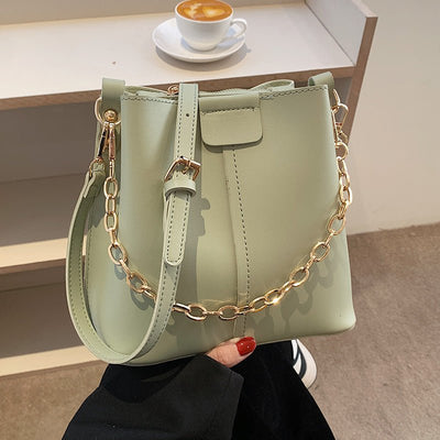 Simple Handbags Women's New Chain Fashion Messenger Bag Textured Bucket - SALE LIKE LUXURY