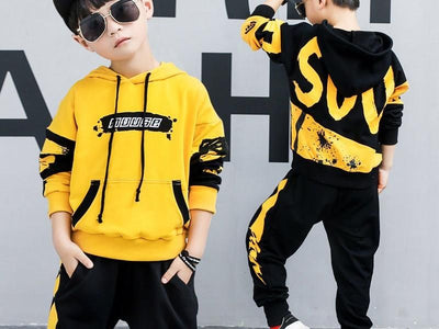 boys cloth's Boys' hooded sports suit t-shirt pants baby - SALE LIKE LUXURY