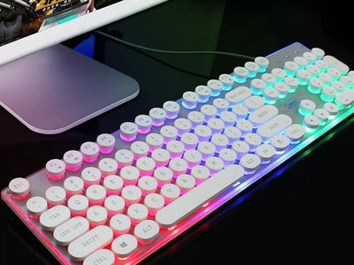 fast smooth keyboard Colorful Crystal Luminous Wired Keyboard Mouse Set - SALE LIKE LUXURY