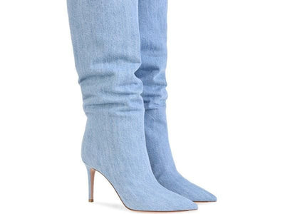 Denim Knee-high Boots