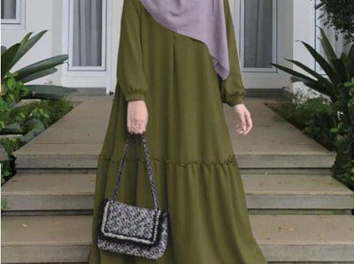 Women's Solid Color Plus Size Simple Loose Pullover Mid-length Dress hijab - SALE LIKE LUXURY