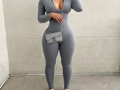 Women's Fashion Tight Long Sleeve Jumpsuit sport women cloth - SALE LIKE LUXURY